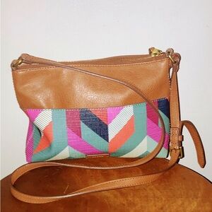 Fossil Fiona Large Chevron Pattern Crossbody/Shoulder Bag/Handbag